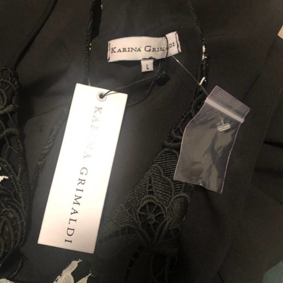 KARINA GRIMALDI Paola Lace Black & White Jumpsuit Size Large NEW - Picture 9 of 10